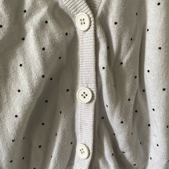 Worthington Black & White Polka-dot Ruched Cardigan - Picture 2 of 8